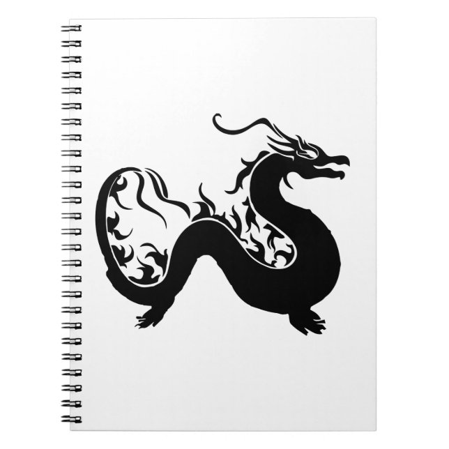 Asian Dragon Silhouette Anteckningsbok Med Spiral (Framsidan)