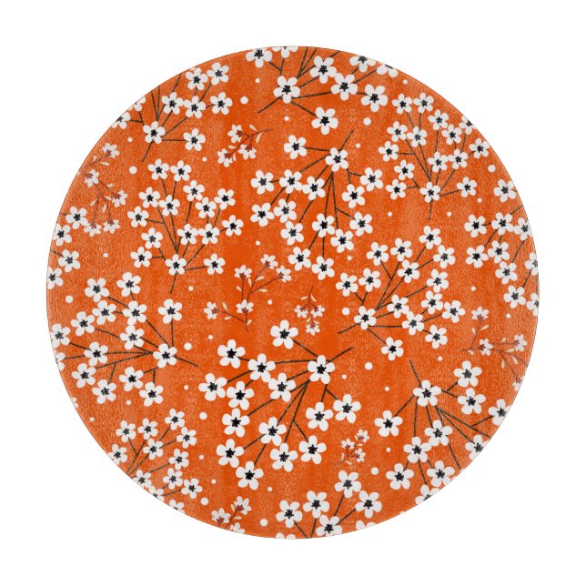 Asian Elegance: Red Blommigt Seamless Print (Framsidan)