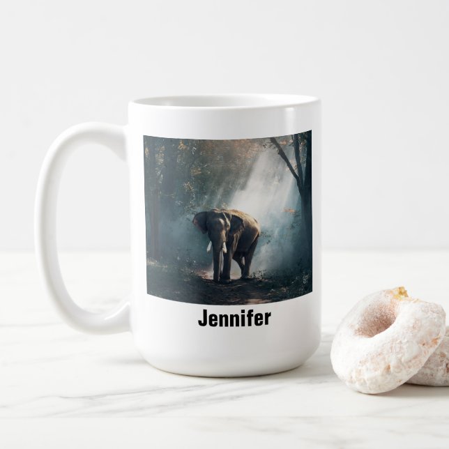 Asian Elephant in a Sunlit Forest Clearing Kaffemugg (Med munk)