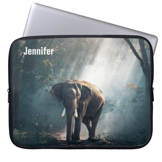 Asian Elephant in a Sunlit Forest Clearing Laptop Sleeve (Framsidan)