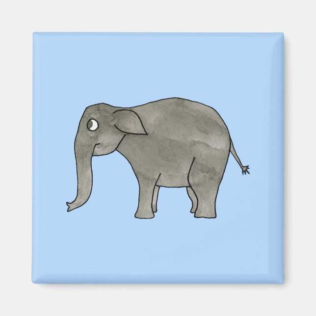 Asian Elephant, ljusblå. Magnet (Framsidan)