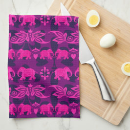 Asian Elephants Rosa Lila Decorative Kökshandduk