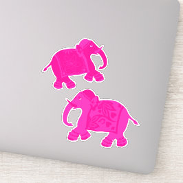 Asian Elephants Set of 2 Rosa Klistermärken