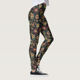 Asian Flower Mörk Chinoiseries Leggings - Söt
