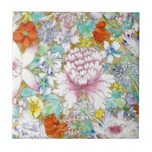 Asian Flowers Lotus Ceramic Tile Kakelplatta
