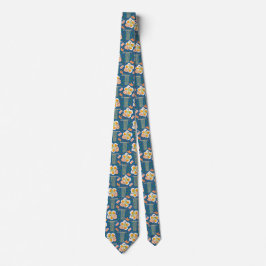 Asian Food Illustration Men’s Tie with Noodles Slips