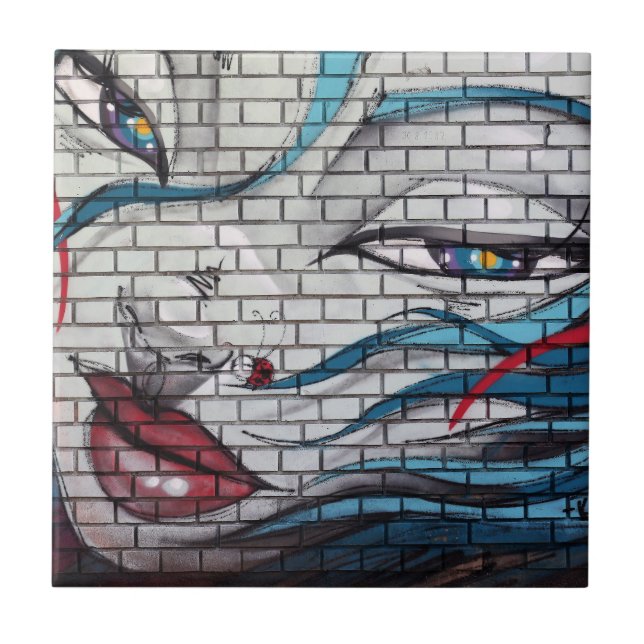 Asian Girl Graffiti Kakelplatta (Framsidan)