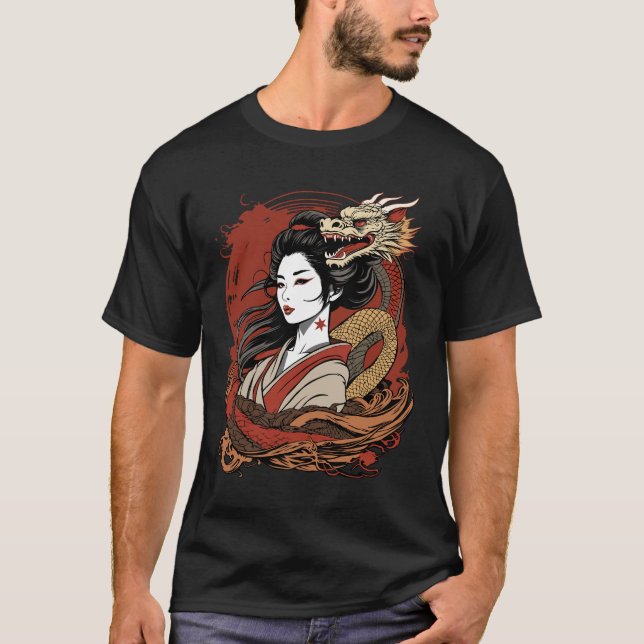 Asian Girl | Kinesiska draken T Shirt (Framsida)