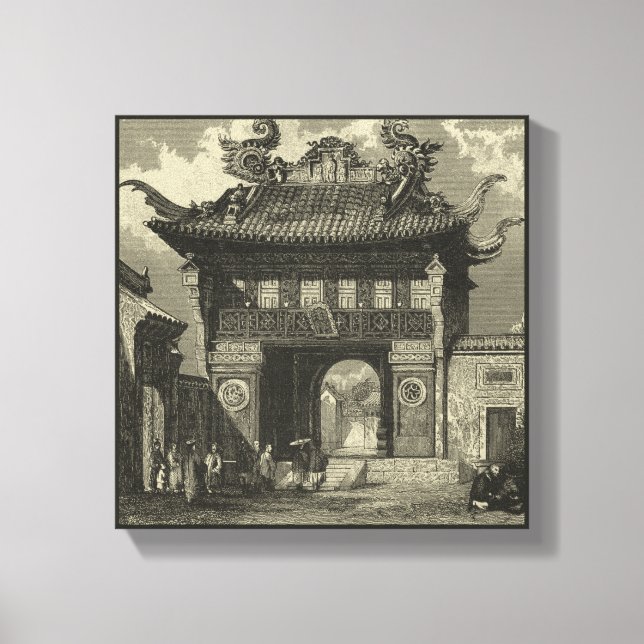 Asian Imperial Temple i Black & White Canvastryck (Framsida)