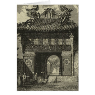Asian Imperial Temple i Black & White Hälsningskort