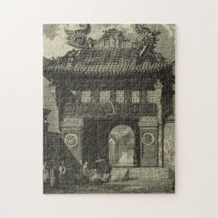 Asian Imperial Temple i Black & White Pussel