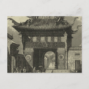 Asian Imperial Temple i Black & White Vykort