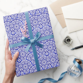 Asian Inspired Blue and White Pottery Chinoiserie Presentpapper