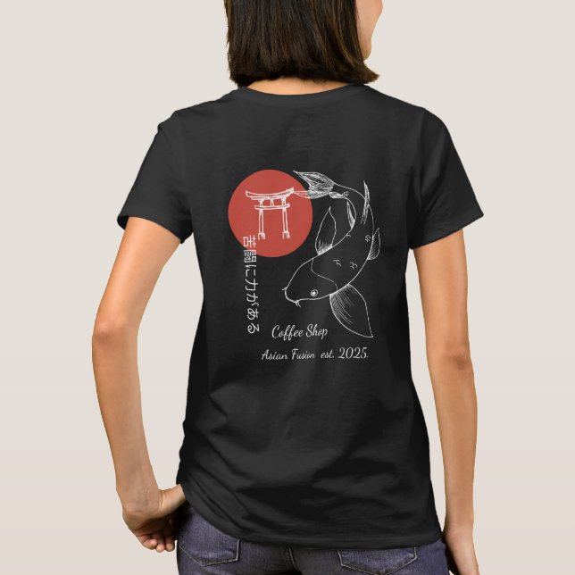 Asian Inspired Koi Fish Personalized T Shirt (Baksida)