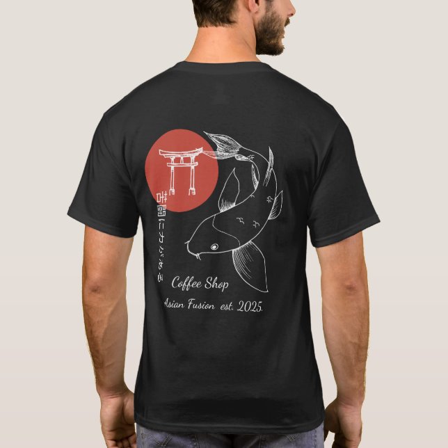 Asian Inspired Koi Fish Personalized T Shirt (Baksida)