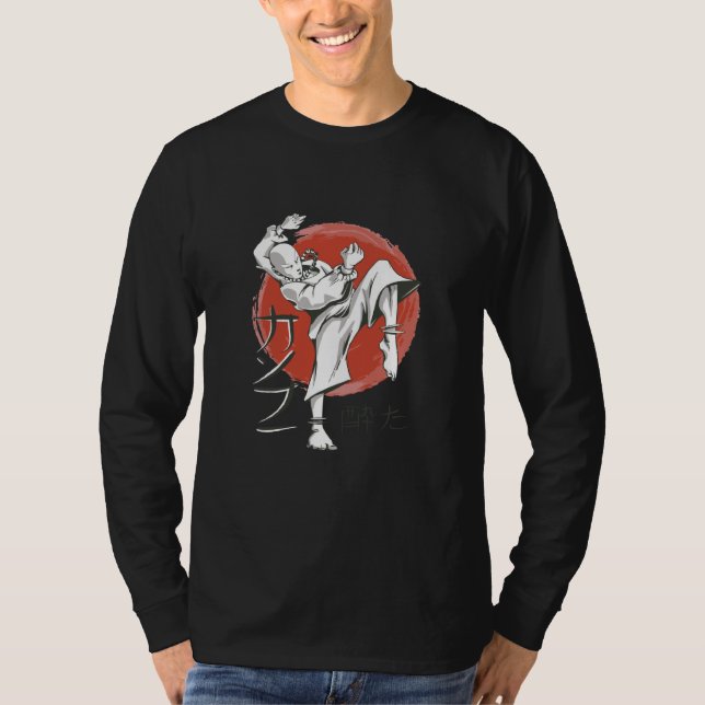 Asian japanese monk shao ling fighter t shirt (Framsida)
