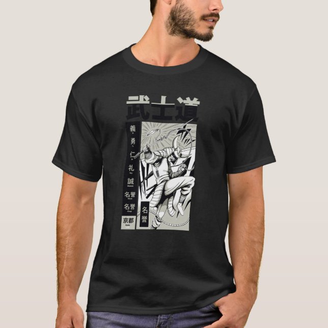 Asian Japanese samurai fighter T Shirt (Framsida)