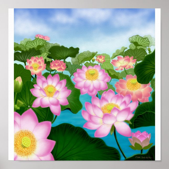 Asian Lotus Garden Poster (Framsidan)