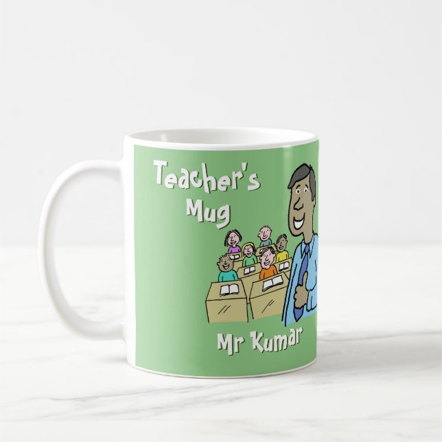 Asian Male Teacher med klass Kaffemugg (Vänster)