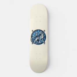 Asian Manly Teal Tiger Mini Skateboard Bräda 18,5 Cm