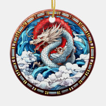Asian Mythical Dragon i Red och Blue