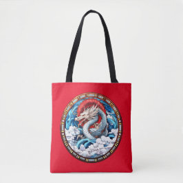 Asian Mythical Dragon i Red och Blue Tygkasse