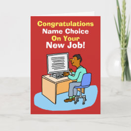 Asian Office Worker på Computer. Nytt jobb. Kort