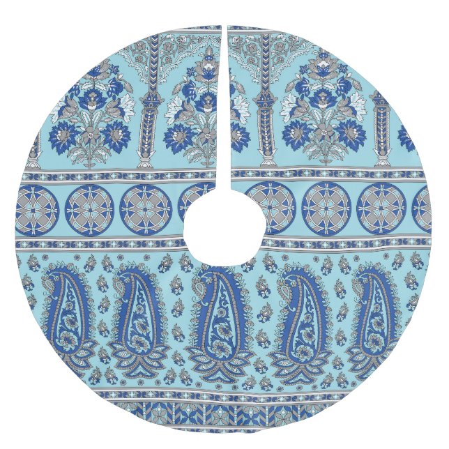 Asian Paisley Gräns: Traditionell design. Julgransmatta Borstad Polyester (Framsidan)