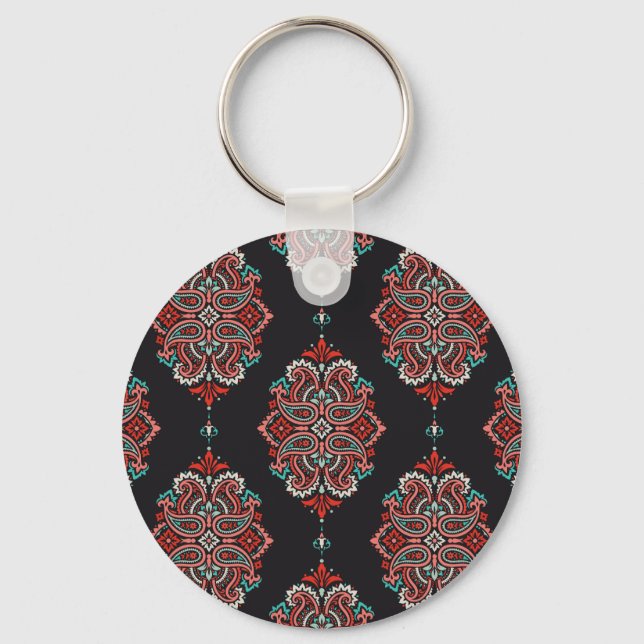 Asian paisley inslag, boho vintage mönster. nyckelring (Framsida)