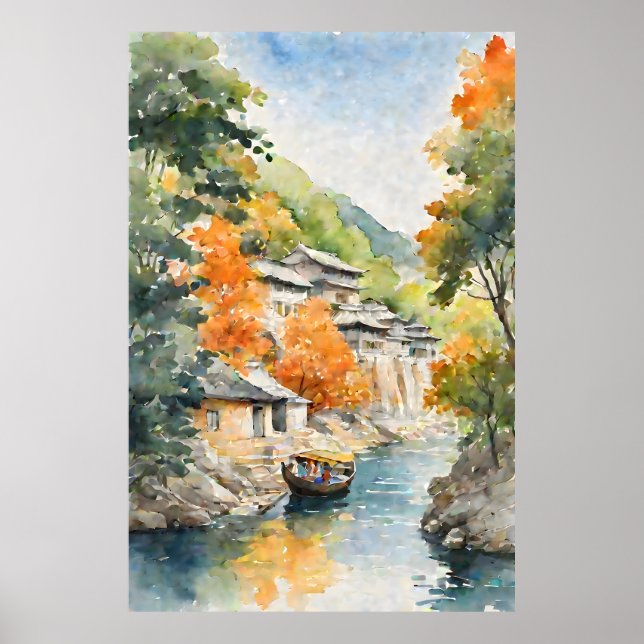 Asian Shoreline Village Poster (Framsidan)