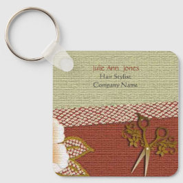 Asian Style Hair Stylist Business Card Keychain Nyckelring