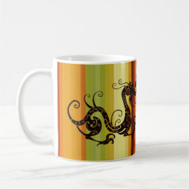 Asian Tribal Dragon Silhouette Art Kaffemugg