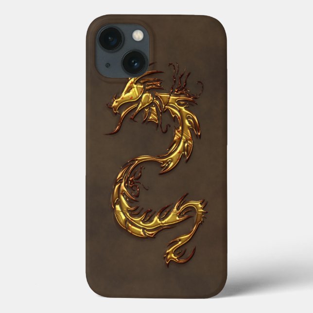 Asian Tribal Guld Dragon & Faux-Leather (Baksida)