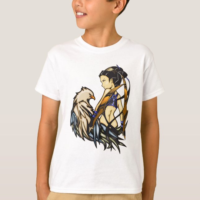 Asian Warrior Woman och Eagle Tee Shirt (Framsida)