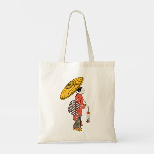 Asian Woman Tote Bag Tygkasse (Baksida)