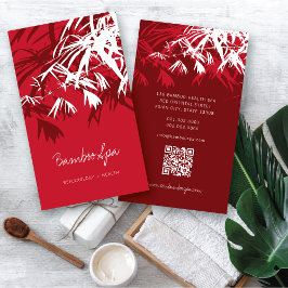 Asian Zen Red Bamboo Lämnar Modern Oriental Spa Visitkort