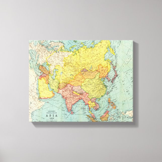 AsiaPanoramic MapAsia 10 Canvastryck (Framsida)