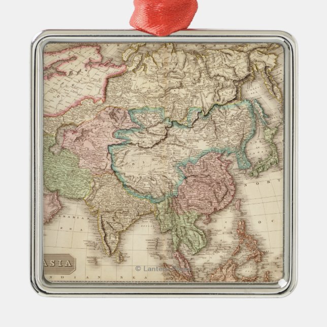 AsiaPanoramic MapAsia 12 Julgransprydnad Metall (Framsidan)