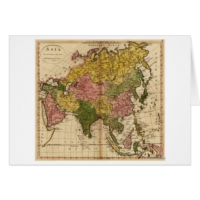 AsiaPanoramic MapAsia 3 Hälsningskort (Framsidan Horizontal)