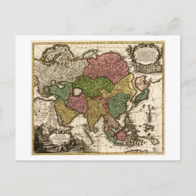 AsiaPanoramic MapAsia 5 Vykort (Framsida)