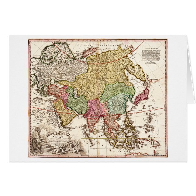 AsiaPanoramic MapAsia 6 Hälsningskort (Framsidan Horizontal)