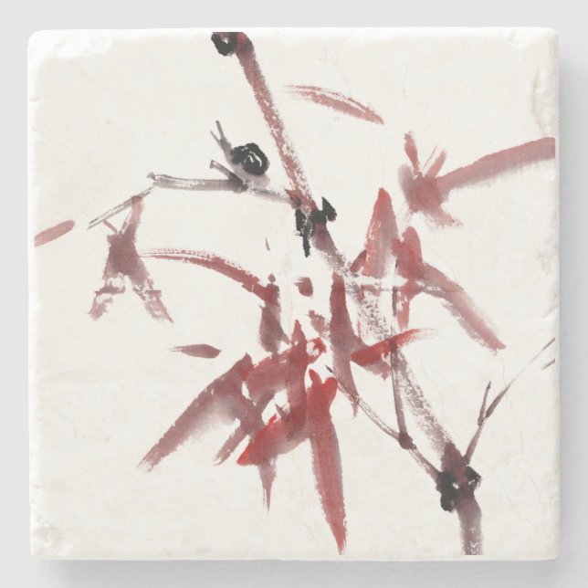 Asiatische Kunst mit Schnecke und Rotem Bambus Stenunderlägg (Framsidan)