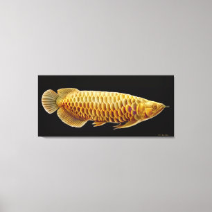 Asiatisk Arowana fisk slågen in kanfas Canvastryck