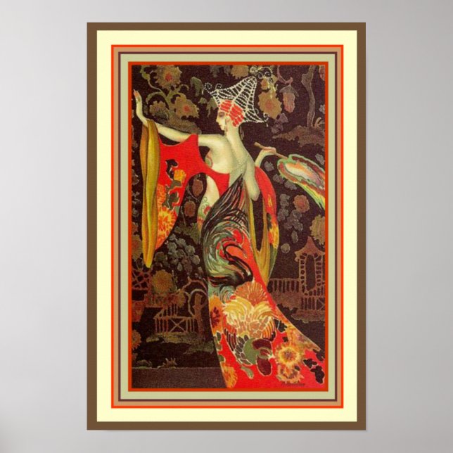 Asiatisk Art Deco Poster 13 x 19 (Framsidan)