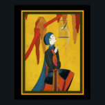 Asiatisk Art Deco-utskrift av Frank Mackintosh 16  Poster<br><div class="desc">Vibrant,  asiatisk,  Art Deco-utskrift - Asian Girl in Grape Harbour med Nightingale 16 x 20</div>