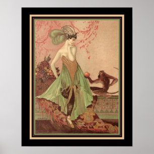 Asiatisk Art Deco-utskrift för 1920 Poster