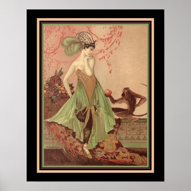 Asiatisk Art Deco-utskrift för 1920 Poster (Framsidan)