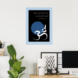 Asiatisk blå Sol Yoga Modern Zen Calligraphy Om Au Poster