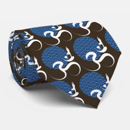 Asiatisk blå Sol Yoga Modern Zen Calligraphy Om Au Slips