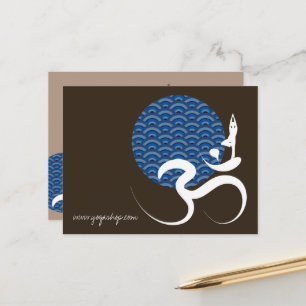 Asiatisk blå Sol Yoga Modern Zen Calligraphy Om Au Vykort
